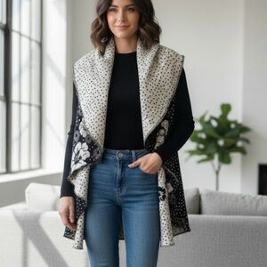 Adore Polka Dot and Floral Women's vest Art To Wear size Large Boho